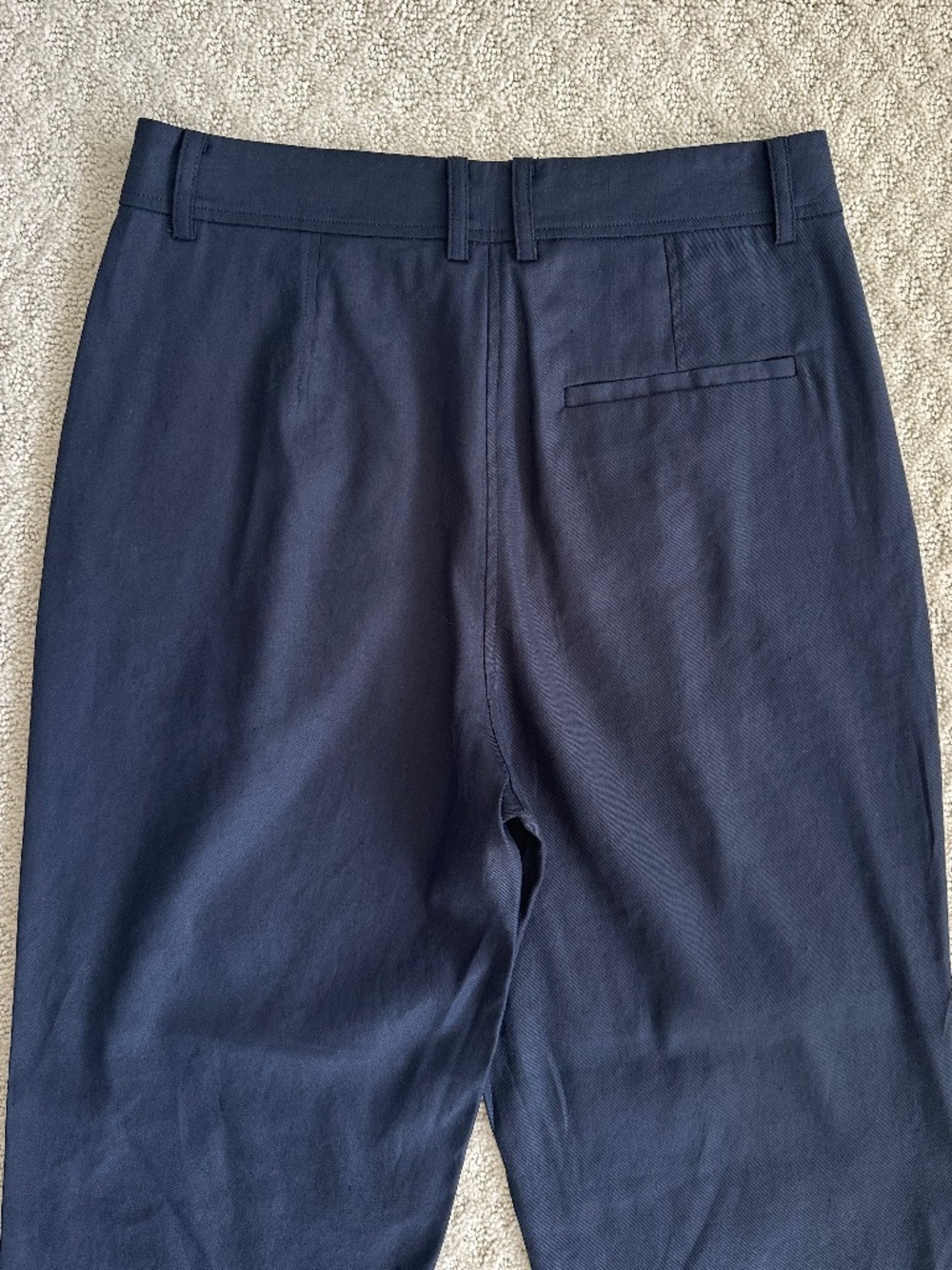 The Reset Slouchy Crop Pleated Trouser Navy Small Linen Blend Relaxed Office NWT - Picture 9 of 12